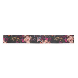 Elegant Vintage Dark Moody Burgundy Floral  Satijnen Lint