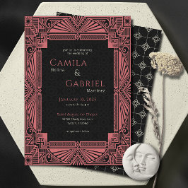 Elegant Vintage Deco Black Salmon Kaart