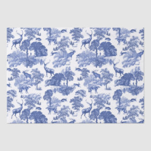 Elegant Vintage Deer Fox Hare Blue Country Toile Tissuepapier