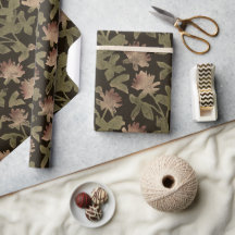 Elegant Vintage Donkere Bloemige Inpakpapier