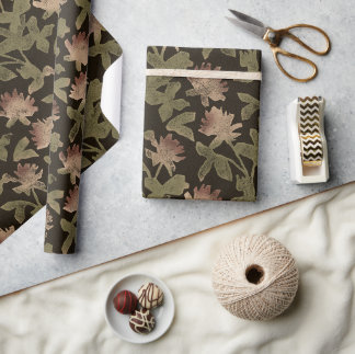 Elegant Vintage Donkere Bloemige Inpakpapier