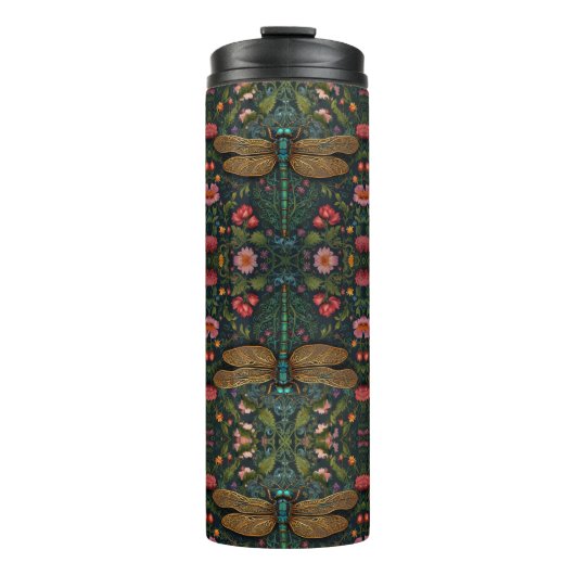 Elegant Vintage dragonfly boho botanical Thermosbeker (Voorkant)