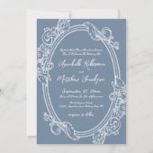 Elegant Vintage Dusty Blue Wedding Kaart (Voorkant)