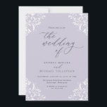Elegant Vintage Dusty Paars Wedding Invitation Kaart<br><div class="desc">Deze recente,  stoffige paarse huwelijksuitnodiging is lelijk en elegant. Het kenmerkt   hoeken met  kalligrafie. Het is perfect voor een elegante en lelijke,  stoffige paarse bruiloft.</div>