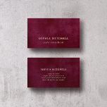 Elegant Vintage | Eenvoudige minimale Bourgogne Visitekaartje<br><div class="desc">Deze minimalistische visitekaartjes zijn elegant,   lijkt gouden tekst typografie en een simpele klassieke lay-out op een rijke,  woeste getextureerde achtergrond voor een professionele uitstraling.</div>