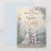 Elegant Vintage Effect Wedding Kaart (Voorkant / Achterkant)