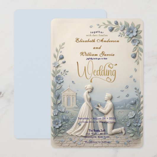 Elegant Vintage Effect Wedding Kaart (Voorkant / Achterkant)