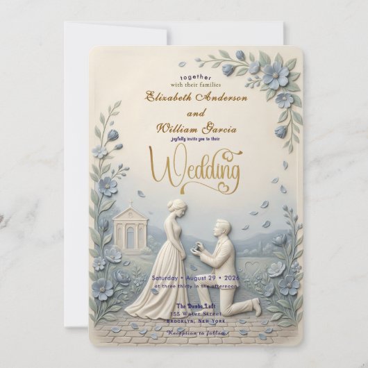 Elegant Vintage Effect Wedding Kaart (Voorkant)