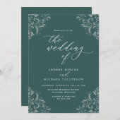 Elegant Vintage Emerald Green Wedding Kaart (Voorkant / Achterkant)