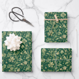 Elegant Vintage Flora Botanisch Patroon Inpakpapier Vel