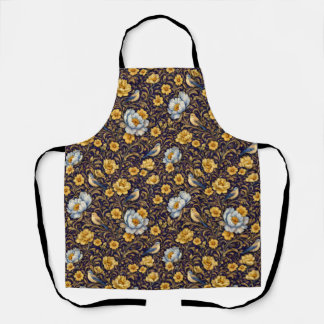 Elegant Vintage Floral & Birds Pattern Apron Schort