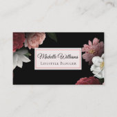 Elegant Vintage Floral Black Wildflower Visitekaartje (Voorkant)