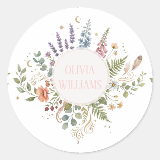 Elegant Vintage Floral Botanical Design Ronde Sticker (Voorkant)
