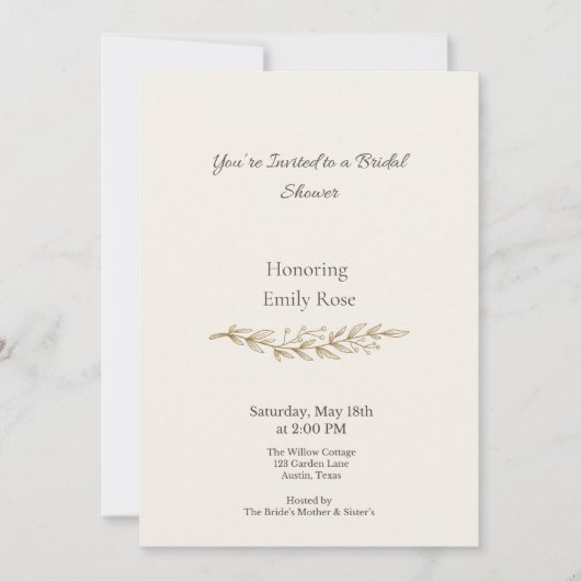 Elegant Vintage Floral Bridal Shower Invitation Kaart (Voorkant)