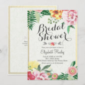 Elegant Vintage Floral Bridal Shower Invitations Kaart (Voorkant / Achterkant)