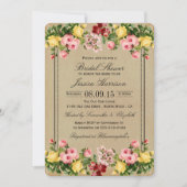 Elegant Vintage Floral Bridal Shower Invitations Kaart (Voorkant)