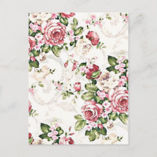 Elegant Vintage Floral Cottage Cream Roos Briefkaart