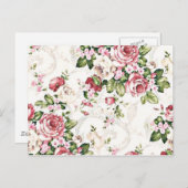 Elegant Vintage Floral Cottage Cream Roos Briefkaart (Voorkant / Achterkant)