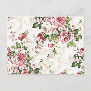 Elegant Vintage Floral Cottage Cream Roos Briefkaart