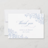 Elegant Vintage Floral Dusty Blue Wedding Bedankkaart (Voorkant)