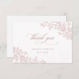 Elegant Vintage Floral Dusty Rose Wedding Bedankkaart