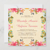 Elegant Vintage Floral Islamic Muslim Wedding Kaart (Achterkant)