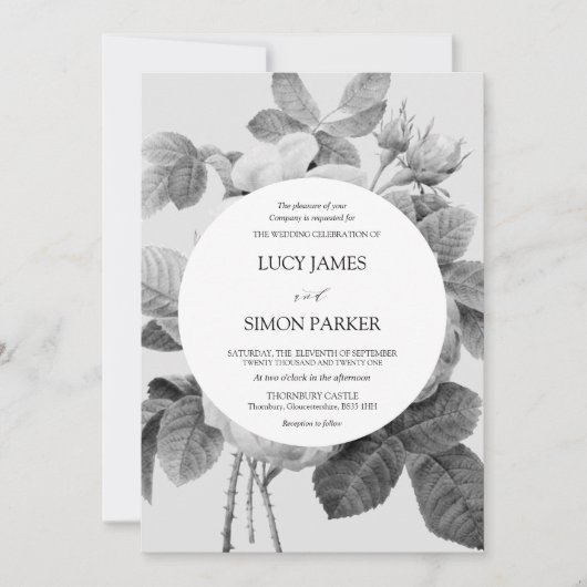 Elegant Vintage Floral monochrome Rozen Kaart (Voorkant)