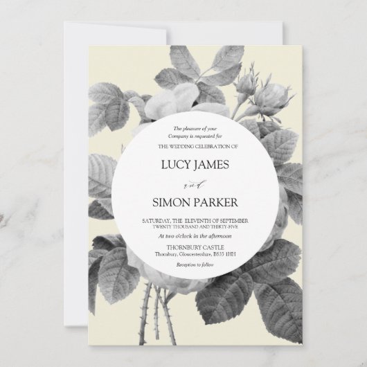 Elegant Vintage Floral monochrome Rozen Kaart (Voorkant)