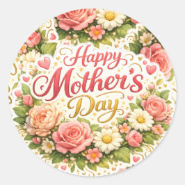 Elegant vintage floral Mother's Day envelope Ronde Sticker