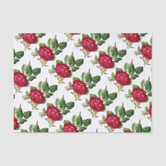 Elegant Vintage Floral Red Rose Tissuepapier (Voorkant)