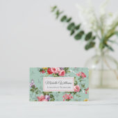 Elegant Vintage Floral Roos Vloer Visitekaartje (Staand voorkant)