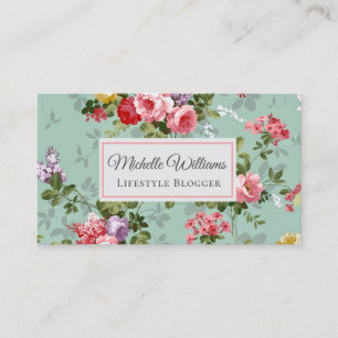 Elegant Vintage Floral Roos Vloer Visitekaartje