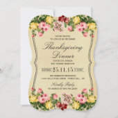 Elegant Vintage Floral Thanksgiving Kaart (Voorkant)