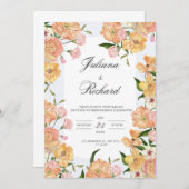 Elegant Vintage Floral Wedding Invitation Kaart (Voorkant / Achterkant)