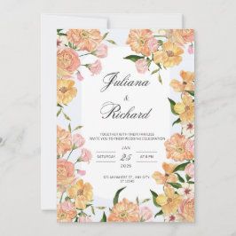 Elegant Vintage Floral Wedding Invitation Kaart