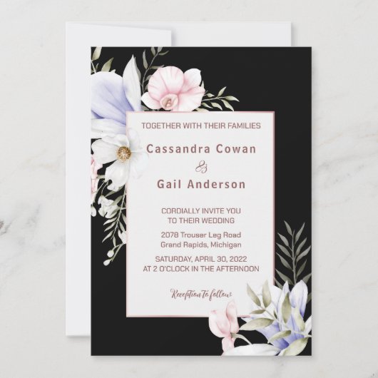 Elegant Vintage Floral Wedding Invitation Kaart (Voorkant)