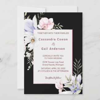 Elegant Vintage Floral Wedding Invitation Kaart