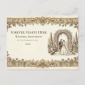 Elegant Vintage Floral Wedding Invitation Postcard Briefkaart (Voorkant)
