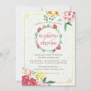 Elegant Vintage Floral Wedding Vrijgezellenfeest K Kaart