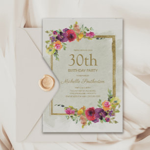 Elegant Vintage Floral Women's 30th Birthday Kaart