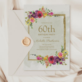 Elegant Vintage Floral Women's 60th Birthday Kaart