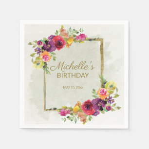 Elegant Vintage Floral Women's Birthday Servet