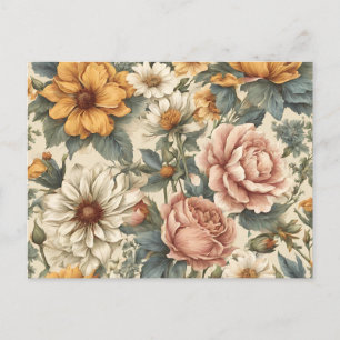Elegant Vintage Flowers Briefkaart