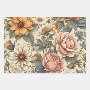 Elegant Vintage Flowers Inpakpapier Vel
