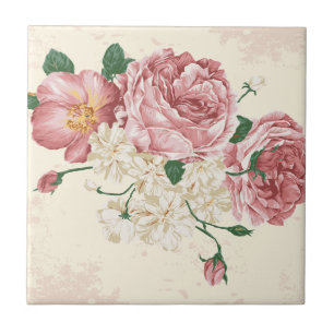 Elegant Vintage Flowers Tegeltje