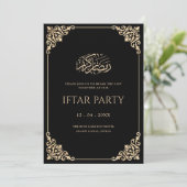 Elegant Vintage Frame Black Ramadan Iftar Party Kaart (Staand voorkant)