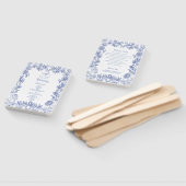 Elegant Vintage Frans Blauwe Bloemige Trouwprogram Handwaaier (Niet-gemonteerd)