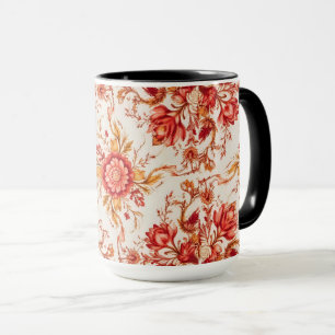 Elegant Vintage Frans Gegraveerd Bloemmotief Mok