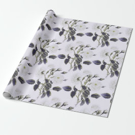 ELEGANT VINTAGE FRANSE GRIJS & WITTE BLOMEM WRAPPI CADEAUPAPIER