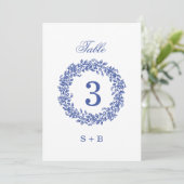 Elegant Vintage French Blue Floral  Wedding  Kaart (Staand voorkant)